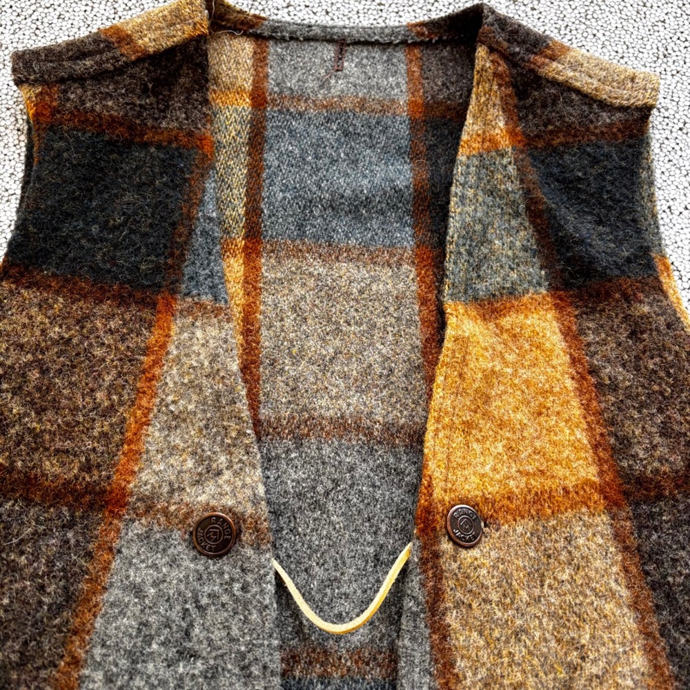 Range Jacket Vest Mens L Multicolor Plaid Wool Blend Rugged Americana - Picture 5 of 12